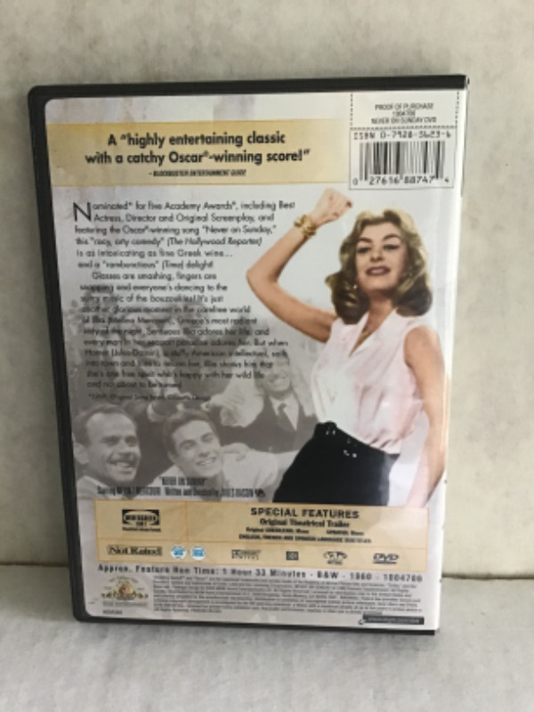 Melina Mercouri dvd ´´Never on Sunday ´ dans CD, DVD et Blu-ray  à Ville de Montréal - Image 2