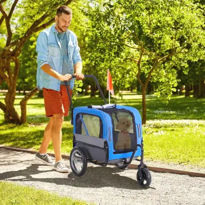 Dog Bike Trailer 2-In-1 Pet Stroller Cart Bicycle Wagon Cargo Ca, View more