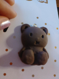 Teddy bear handmade clay pendant
