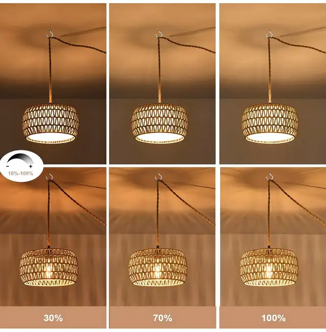 ALAISLYC Boho Rattan Pendant Lights Farmhouse 12 Inch in Indoor Lighting & Fans in City of Toronto - Image 4