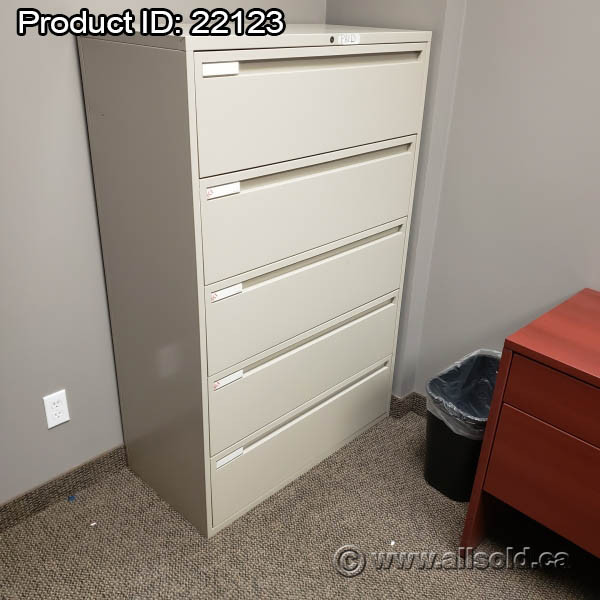 KI Beige 5 Drawer Lateral File Cabinet, Locking in Other Business & Industrial in Calgary