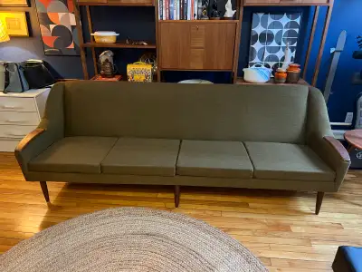 teak sofa mid century army green, View more
