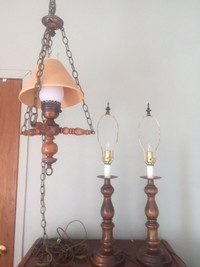 Vintage table lamps and swag lamp 