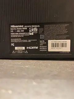 Hisense smart 2021. Only line in the middle no pic. Very clean non smoking home Only $100 as is. 438...