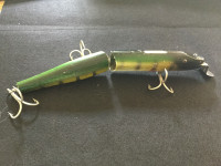 Vintage 12in.Creek Chub Green and Gold Musky Fishing lure