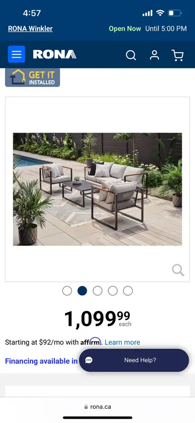 This brand new in box Rona patio set features a modern design, perfect for enhancing your outdoor li...