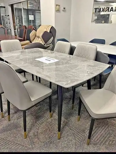 7pc Marble Dining Table Set, View more
