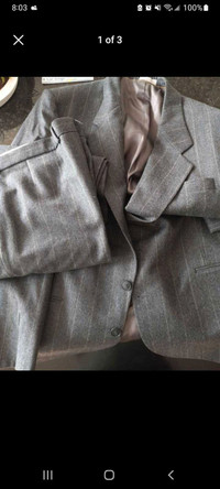 Men's grey striped suit pants 36