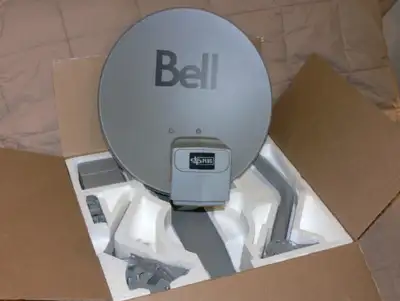" NEW " BELL HD SATELLITE DISH COMES WITH POLE MOUNT, LNB, and 20" dish for stronger signal / used d...
