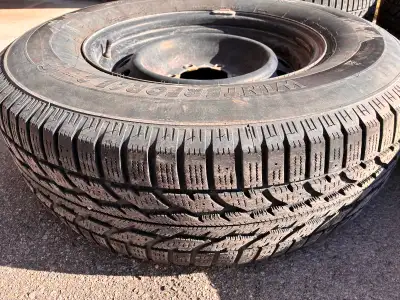 17 inch steel wheels bought from Toyota. Firestone Winterforce 2 . Wheels are 4 years old, tires man...