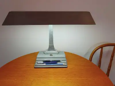 Lampe de bureau, Vintage, base en étain ( filage neuf ), View more