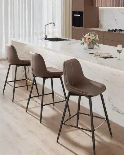 Counter Height Bar Stools with Back ULBC088K02 Synthetic Leather Durable Footrest with Metal Protect...