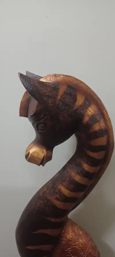 Carved Wooden Giraffe,  About 39" tall, View more