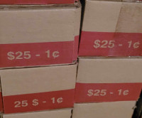 Caisses 50x 1 cent Canadian circulated bank boxes.