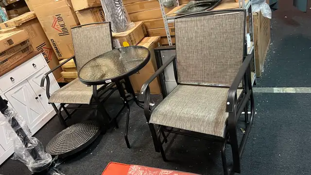 Outsunny 3pc Outdoor Glider Chairs one table Glider Rocking  in Patio & Garden Furniture in Markham / York Region - Image 2