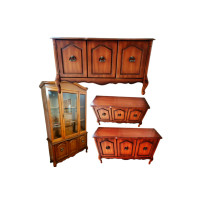 Vintage Cherry Oak + Glass Cabinet, Hutch & Buffet