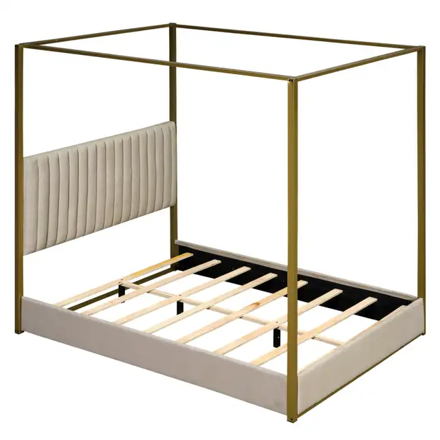 Luxury Queen Velvet Bed Frame – Upholstered Platform Bed – Brand in Beds & Mattresses in Oakville / Halton Region - Image 7