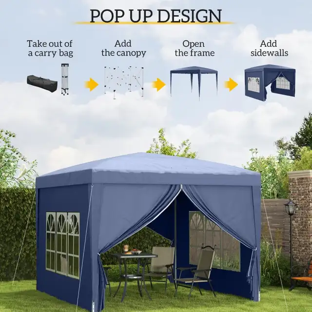 10'x10' Outdoor Pop Up Party Tent Wedding Gazebo Canopy  in Patio & Garden Furniture in Markham / York Region - Image 4