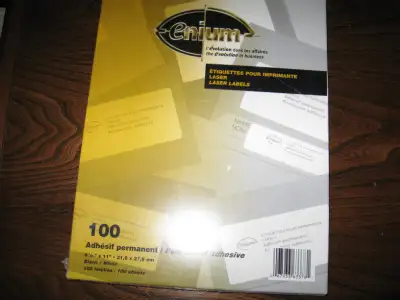 Enium Laser Labels-100 permanent adhesive labels-new/sealed package Email if interested Thanks