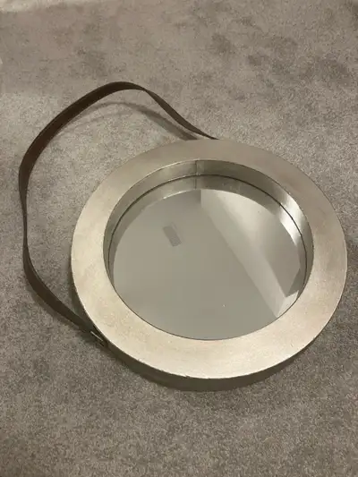 Round Wall Mirror with Leather Strap, View more