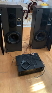 Selling 2 giant speakers and 1 dvd stereo device