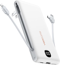 Portable power bank with built-in AC plug and cables (BNIB)