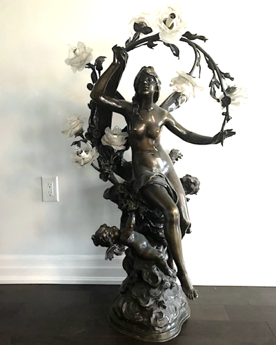 Large Antique Original Art Nouveau August Moreau French Bronze, View more