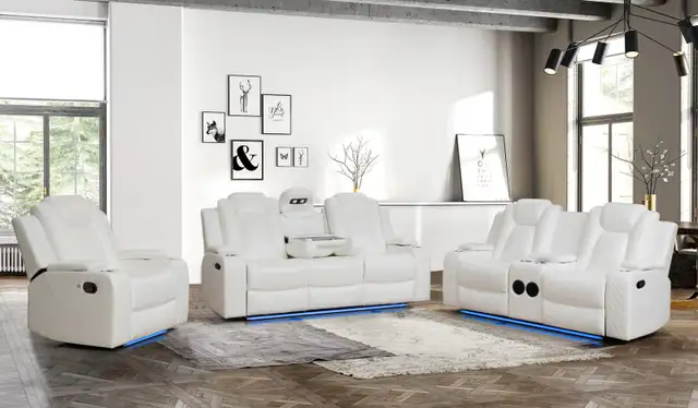 Still new in box White Leather Reclining Living Room Set in Couches & Futons in City of Toronto - Image 2