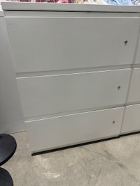 Teknion White Metal 3 drawer File Cabinet