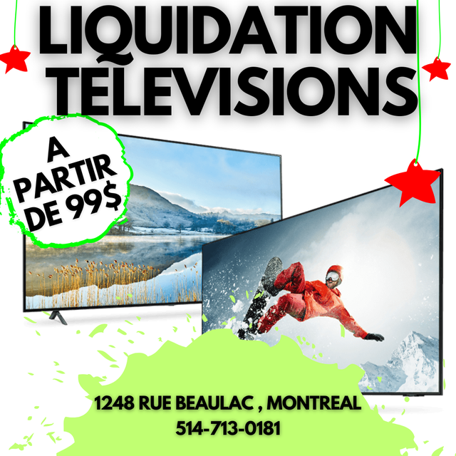 television liquidation tv SMART TV LED QLED OLED 4k- 24”32”40” in TVs in Laval / North Shore - Image 2