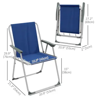 Outdoor Folding Chair Set, Portable Camping Chairs with Armrest, Oxford Fabric Seat, Outdoor Chairs,...