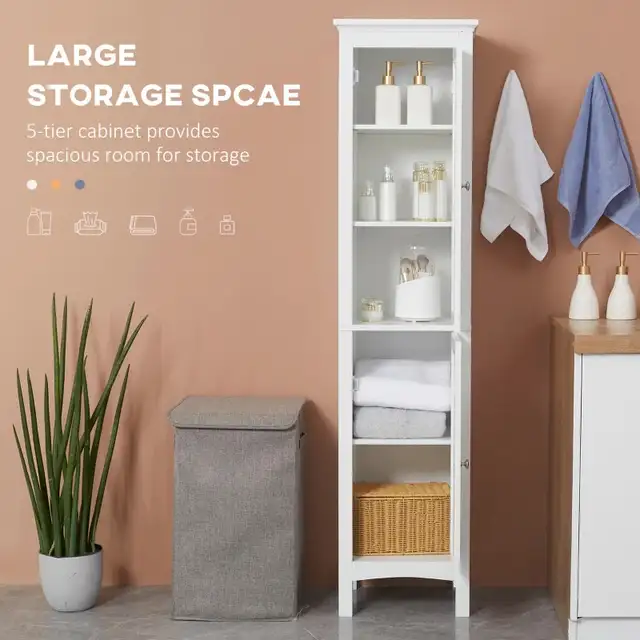 15" x 13" x 63" Tall Bathroom Cabinet, Freestanding Storage Orga in Storage & Organization in Markham / York Region - Image 5