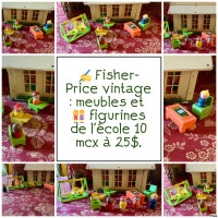 Fisher-Price vintage Meubles et figurines de l'école 10 mcx 25$