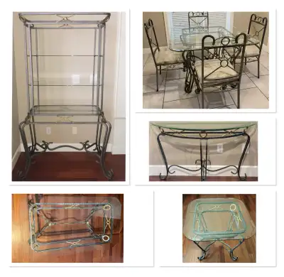Vintage Metal And Glass Dining Furnitures, View more