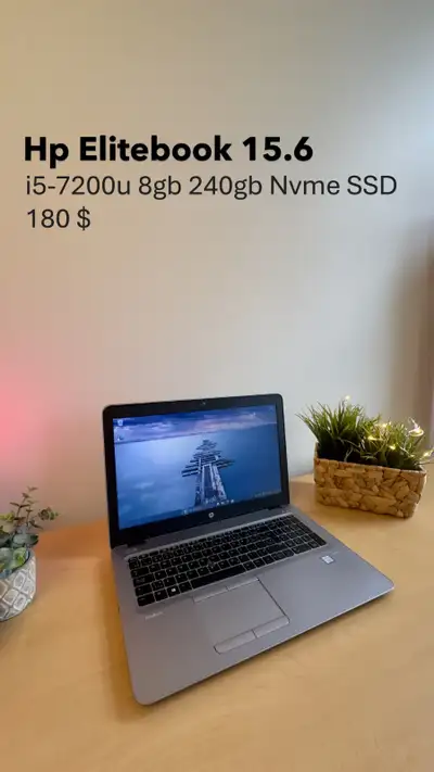 hp elitebook i5-7200u 15 pouces 8go 240go 180 $, View more