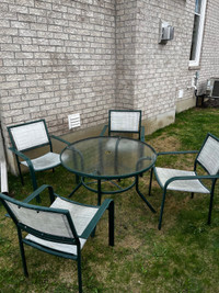 Outdoor Glass Table and 4 Chairs