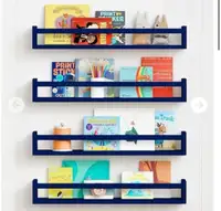 Forbena 24 Inch Blue Wall Bookshelf for Kids Bedroom Set of 4