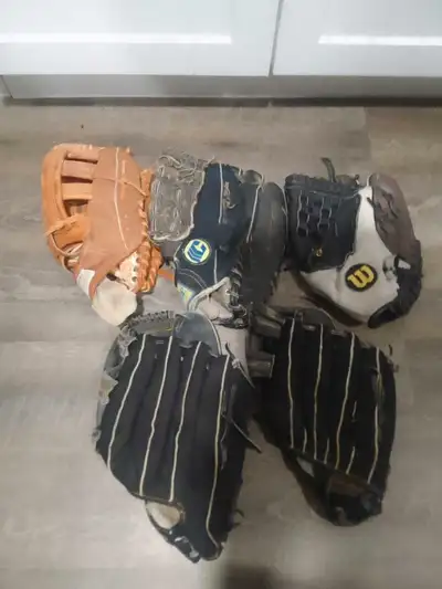 5 baseball gloves, View more