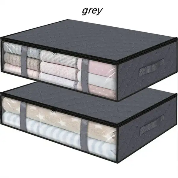 Grey Under Bed Storage Bag  & Wrought iron & wicker shelf in Dressers & Wardrobes in Oshawa / Durham Region - Image 2