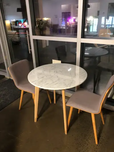 Article Marble top / oak cafe table and chairs, View more