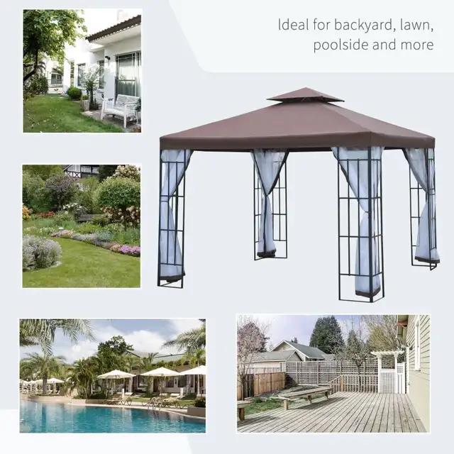 Coffee patio 10'x10' Garden Gazebo Canopy Portable Party  in Patio & Garden Furniture in Markham / York Region - Image 7