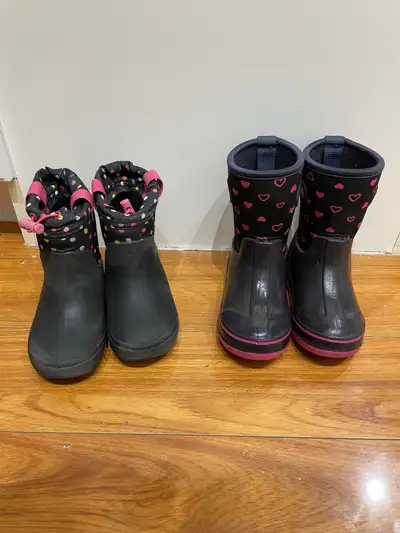 2 pairs of girls rain boots SIZE 7 &9, both $15, or $9 each, View more