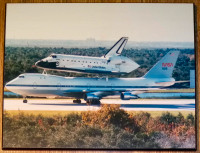 NASA Space Shuttle Atlantis Piggyback 747 Laminated Photo 1990's