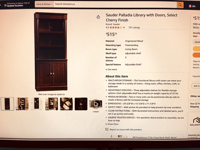 Sauder Oak Library/Storage Bookcase in Bookcases & Shelving Units in Kingston - Image 4