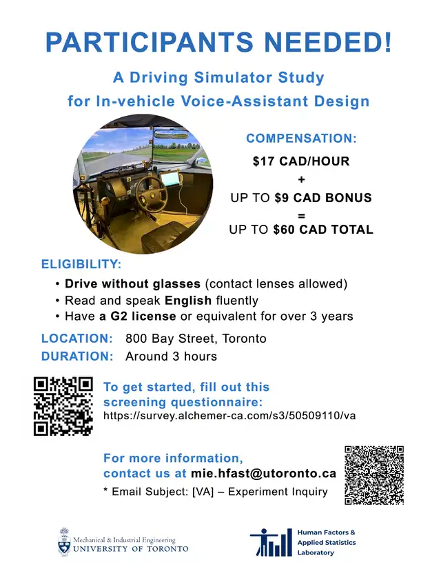 Paid University of Toronto Driving Simulator Study in Part Time & Students in City of Toronto - Image 2