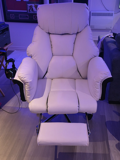 Chaise de Bureau en Cuir Blanc de Luxe - 500 lbs max., View more