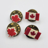 Vintage Canada Flag And Maple Leaf Lapel Pins Lot Of 4 Souvenir