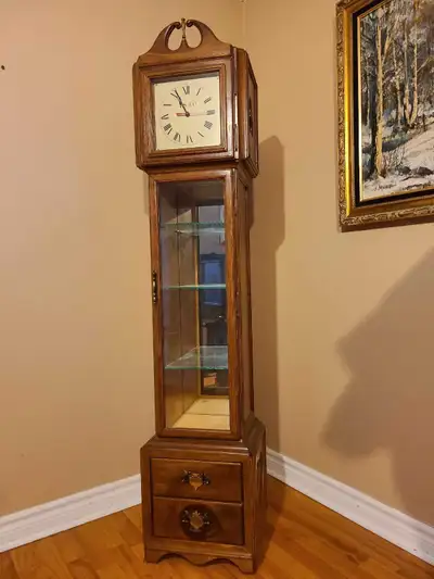 Vintage Wooden Clock with display cabinet, View more