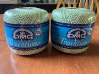2 Balls of DMC tradition Green 100% Mercerized Crochet Cotton