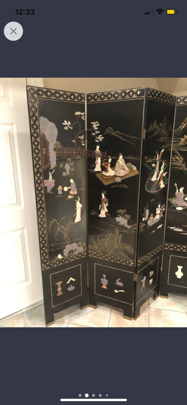 Antique Japanese Mother of Pearl Folding Screen/Room Divider in Arts & Collectibles in City of Toronto - Image 2